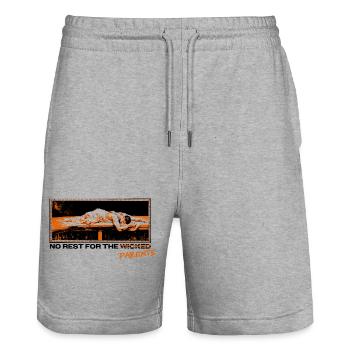 Eltern am Limit – Schlaf ist ein Mythos - Stanley/Stella Unisex Bio Joggingshorts Trainer  - Grau meliert - Vorne - Nik (191cm) & Marisol (170cm)