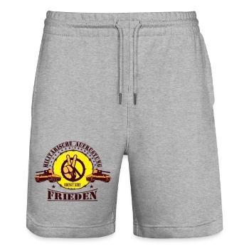 Militärische Aufrüstung bringt kein Frieden - Stanley/Stella Unisex Bio Joggingshorts Trainer  - Grau meliert - Vorne - Nik (191cm) & Marisol (170cm)