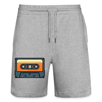 Conception rétro de cassette - Short de jogging bio TRAINER Stanley/Stella unisexe - gris chiné - Devant - Nik (191cm) & Marisol (170cm)
