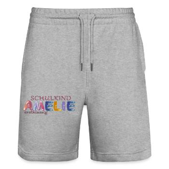 Schulkind Amelie Schule - Stanley/Stella Unisex Bio Joggingshorts Trainer  - Grau meliert - Vorne - Nik (191cm) & Marisol (170cm)