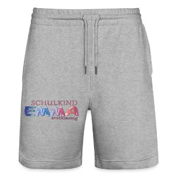 Schulkind Emma Schule - Stanley/Stella Unisex Bio Joggingshorts Trainer  - Grau meliert - Vorne - Nik (191cm) & Marisol (170cm)