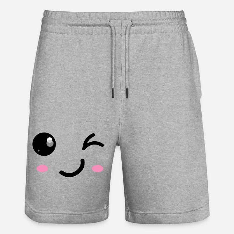 Wink smile - Stanley/Stella Trainer Unisex Organic Jogging Shorts - heather grey