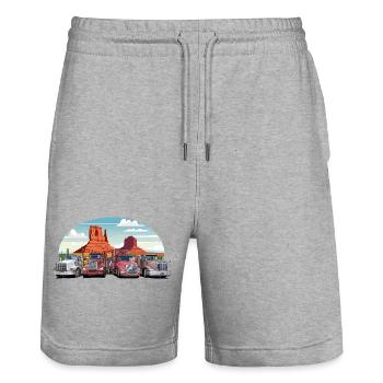 Semi-trucks, trucks on the highway - Stanley/Stella Trainer Unisex Organic Jogging Shorts - heather grey - Front - Nik (191cm) & Marisol (170cm)