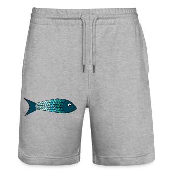 EASTER. FISH. APRIL FOOL. HOLIDAY. SUMMER - Stanley/Stella Trainer Unisex Organic Jogging Shorts - heather grey - Front - Nik (191cm) & Marisol (170cm)
