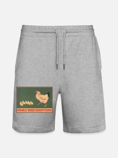 Kyllingfamilie - Family First Design - Stanley/Stella Trainer økologisk unisex-løpeshorts - gråmelert