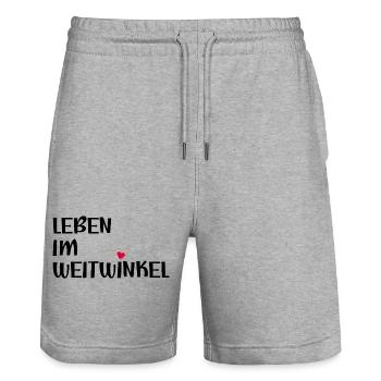 LEBEN IM WEITWINKEL - SOLIDARITAET - Stanley/Stella Unisex Bio Joggingshorts Trainer  - Grau meliert - Vorne - Nik (191cm) & Marisol (170cm)