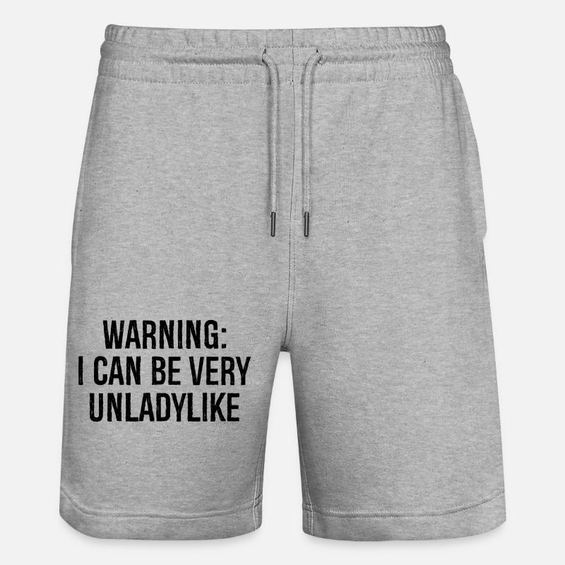 warning I can be very unladylike - Stanley/Stella Unisex Bio Joggingshorts Trainer - Grau meliert