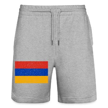 Drapeau arménien vintage - Short de jogging bio TRAINER Stanley/Stella unisexe - gris chiné - Devant - Nik (191cm) & Marisol (170cm)