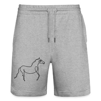 Horse - Stanley/Stella Trainer Unisex Organic Jogging Shorts - heather grey - Front - Nik (191cm) & Marisol (170cm)
