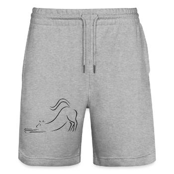 chat - Short de jogging bio TRAINER Stanley/Stella unisexe - gris chiné - Devant - Nik (191cm) & Marisol (170cm)
