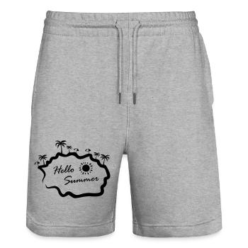 Hello Summer Insel Palmen - Stanley/Stella Unisex Bio Joggingshorts Trainer  - Grau meliert - Vorne - Nik (191cm) & Marisol (170cm)