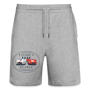 Classic Cars - Stanley/Stella Trainer Unisex Organic Jogging Shorts - heather grey - Front - Nik (191cm) & Marisol (170cm)