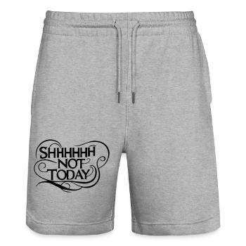 Chut, pas aujourd’hui - Humour sarcastique et audacieux - Short de jogging bio TRAINER Stanley/Stella unisexe - gris chiné - Devant - Nik (191cm) & Marisol (170cm)