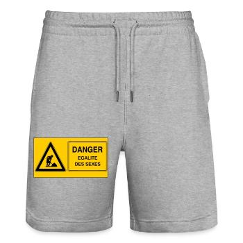 Gender equality - Stanley/Stella Trainer Unisex Organic Jogging Shorts - heather grey - Front - Nik (191cm) & Marisol (170cm)
