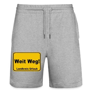 Weit Weg Landkreis Urlaub Sign - Stanley/Stella Unisex Bio Joggingshorts Trainer  - Grau meliert - Vorne - Nik (191cm) & Marisol (170cm)