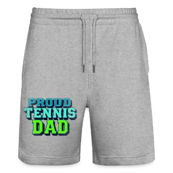 Proud Tennis Dad Shirt - Stanley/Stella Unisex Bio Joggingshorts Trainer  - Grau meliert - Vorne - Nik (191cm) & Marisol (170cm)