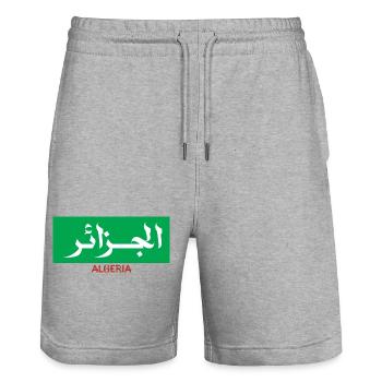 Algérie DZ en Arabe Djazayer - Short de jogging bio TRAINER Stanley/Stella unisexe - gris chiné - Devant - Nik (191cm) & Marisol (170cm)