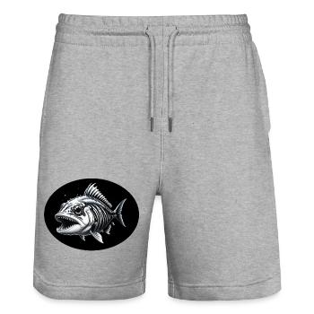 Squelette de poisson - Short de jogging bio TRAINER Stanley/Stella unisexe - gris chiné - Devant - Nik (191cm) & Marisol (170cm)