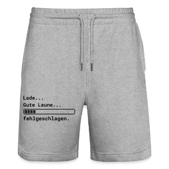 Lade Gute Laune - Stanley/Stella Unisex Bio Joggingshorts Trainer  - Grau meliert - Vorne - Nik (191cm) & Marisol (170cm)