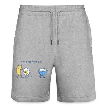 Breakfast Race - Stanley/Stella Trainer Unisex Organic Jogging Shorts - heather grey - Front - Nik (191cm) & Marisol (170cm)