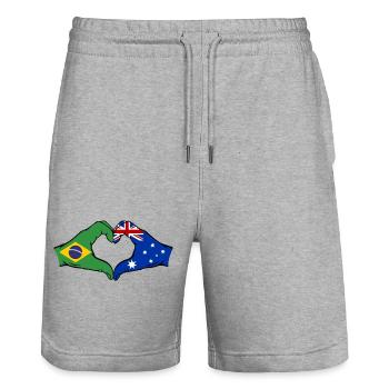 Brasilien Australien Hände Herzform - Stanley/Stella Unisex Bio Joggingshorts Trainer  - Grau meliert - Vorne - Nik (191cm) & Marisol (170cm)