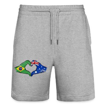 Brasilien Australien Hände Herzform used - Stanley/Stella Unisex Bio Joggingshorts Trainer  - Grau meliert - Vorne - Nik (191cm) & Marisol (170cm)