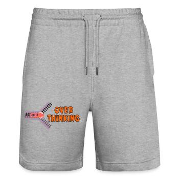 OVERTHINKING LIFE WISDOM - Stanley/Stella Trainer Unisex Organic Jogging Shorts - heather grey - Front - Nik (191cm) & Marisol (170cm)
