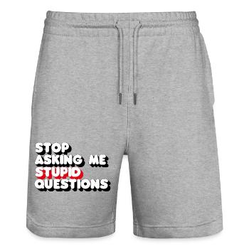 Stop Asking Me Stupid Questions 3D - Stanley/Stella Trainer Unisex Organic Jogging Shorts - heather grey - Front - Nik (191cm) & Marisol (170cm)