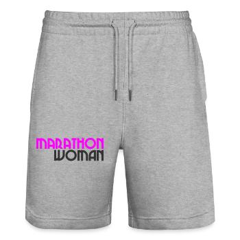 Marathon Femme - Course à pied - Endurance - Sport - Short de jogging bio TRAINER Stanley/Stella unisexe - gris chiné - Devant - Nik (191cm) & Marisol (170cm)