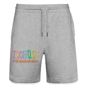 TSCHÜSS GRUNDSCHULE Abschluss Fussball - Stanley/Stella Unisex Bio Joggingshorts Trainer  - Grau meliert - Vorne - Nik (191cm) & Marisol (170cm)