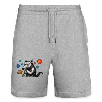 Anteater with planets - Stanley/Stella Trainer Unisex Organic Jogging Shorts - heather grey - Front - Nik (191cm) & Marisol (170cm)
