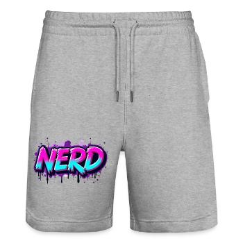 Nerd Néon Graffiti Étincelant - Short de jogging bio TRAINER Stanley/Stella unisexe - gris chiné - Devant - Nik (191cm) & Marisol (170cm)