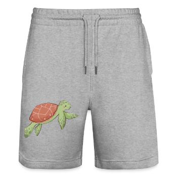 Turtle - Stanley/Stella Trainer Unisex Organic Jogging Shorts - heather grey - Front - Nik (191cm) & Marisol (170cm)