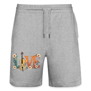 Love Cello Love with Flowers for Cellists - Stanley/Stella Trainer Unisex Organic Jogging Shorts - heather grey - Front - Nik (191cm) & Marisol (170cm)