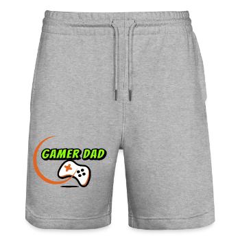 Gamer Dad - Stanley/Stella Trainer Unisex Organic Jogging Shorts - heather grey - Front - Nik (191cm) & Marisol (170cm)