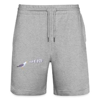 Norddeutsch Möwe Moin Design - Stanley/Stella Unisex Bio Joggingshorts Trainer  - Grau meliert - Vorne - Nik (191cm) & Marisol (170cm)