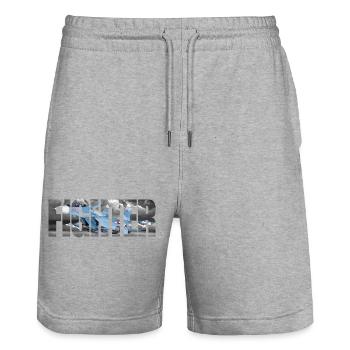 Fighter Su-30SM - Stanley/Stella Trainer Unisex Organic Jogging Shorts - heather grey - Front - Nik (191cm) & Marisol (170cm)