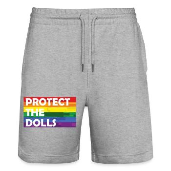 PROTECT THE DOLLS RAINBOW - Stanley/Stella Unisex Bio Joggingshorts Trainer  - Grau meliert - Vorne - Nik (191cm) & Marisol (170cm)
