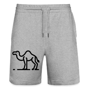 Kamel - Stanley/Stella Unisex Bio Joggingshorts Trainer  - Grau meliert - Vorne - Nik (191cm) & Marisol (170cm)