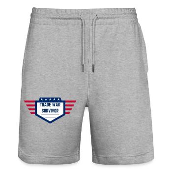 Trade War Survivor - US Edition - Stanley/Stella Unisex Bio Joggingshorts Trainer  - Grau meliert - Vorne - Nik (191cm) & Marisol (170cm)