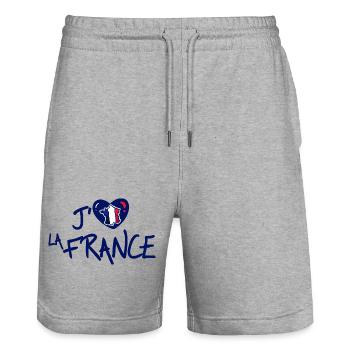 Ich liebe Frankreich - Stanley/Stella Unisex Bio Joggingshorts Trainer  - Grau meliert - Vorne - Nik (191cm) & Marisol (170cm)