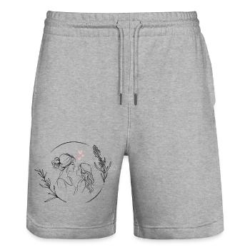 Mama Tochter Shirt Mama Daughter Muttertag Mom - Stanley/Stella Unisex Bio Joggingshorts Trainer  - Grau meliert - Vorne - Nik (191cm) & Marisol (170cm)