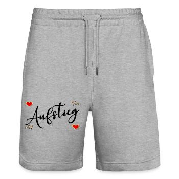 AUFSTIEG - Stanley/Stella Unisex Bio Joggingshorts Trainer  - Grau meliert - Vorne - Nik (191cm) & Marisol (170cm)