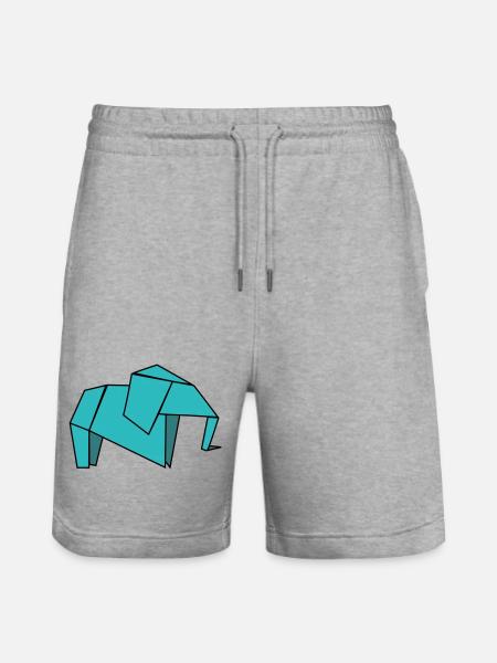 Origami Elephant - Stanley/Stella Trainer Unisex Organic Jogging Shorts - heather grey