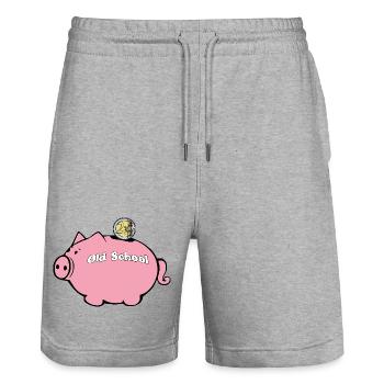 Old school piggy bank - Stanley/Stella Trainer Unisex Organic Jogging Shorts - heather grey - Front - Nik (191cm) & Marisol (170cm)