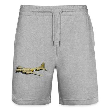 Bomber B-17 Flying Fortress - Stanley/Stella Trainer Unisex Organic Jogging Shorts - heather grey - Front - Nik (191cm) & Marisol (170cm)