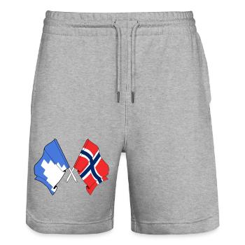 Zwei Flaggen kreuzten Akershus und Norwegen - Stanley/Stella Unisex Bio Joggingshorts Trainer  - Grau meliert - Vorne - Nik (191cm) & Marisol (170cm)