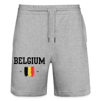 Abstrakte belgische Flagge Kunstdruck - Stanley/Stella Unisex Bio Joggingshorts Trainer  - Grau meliert - Vorne - Nik (191cm) & Marisol (170cm)