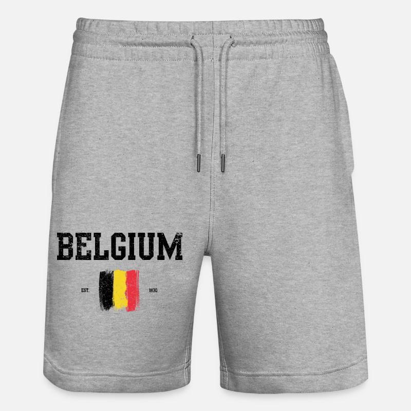 Impression d’art abstraite drapeau belge - Short de jogging bio TRAINER Stanley/Stella unisexe - gris chiné