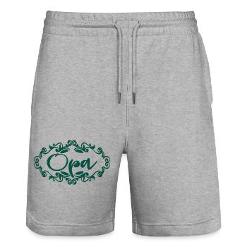 VATERTAGSGESCHENKE FÜR GROßVATER - OPA PAPA - Stanley/Stella Unisex Bio Joggingshorts Trainer  - Grau meliert - Vorne - Nik (191cm) & Marisol (170cm)